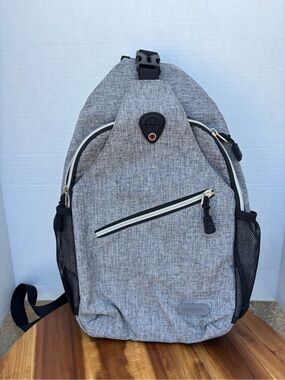 MOSISO Grey Double side sling bag- Headphone Port, Water Bottle Pockets